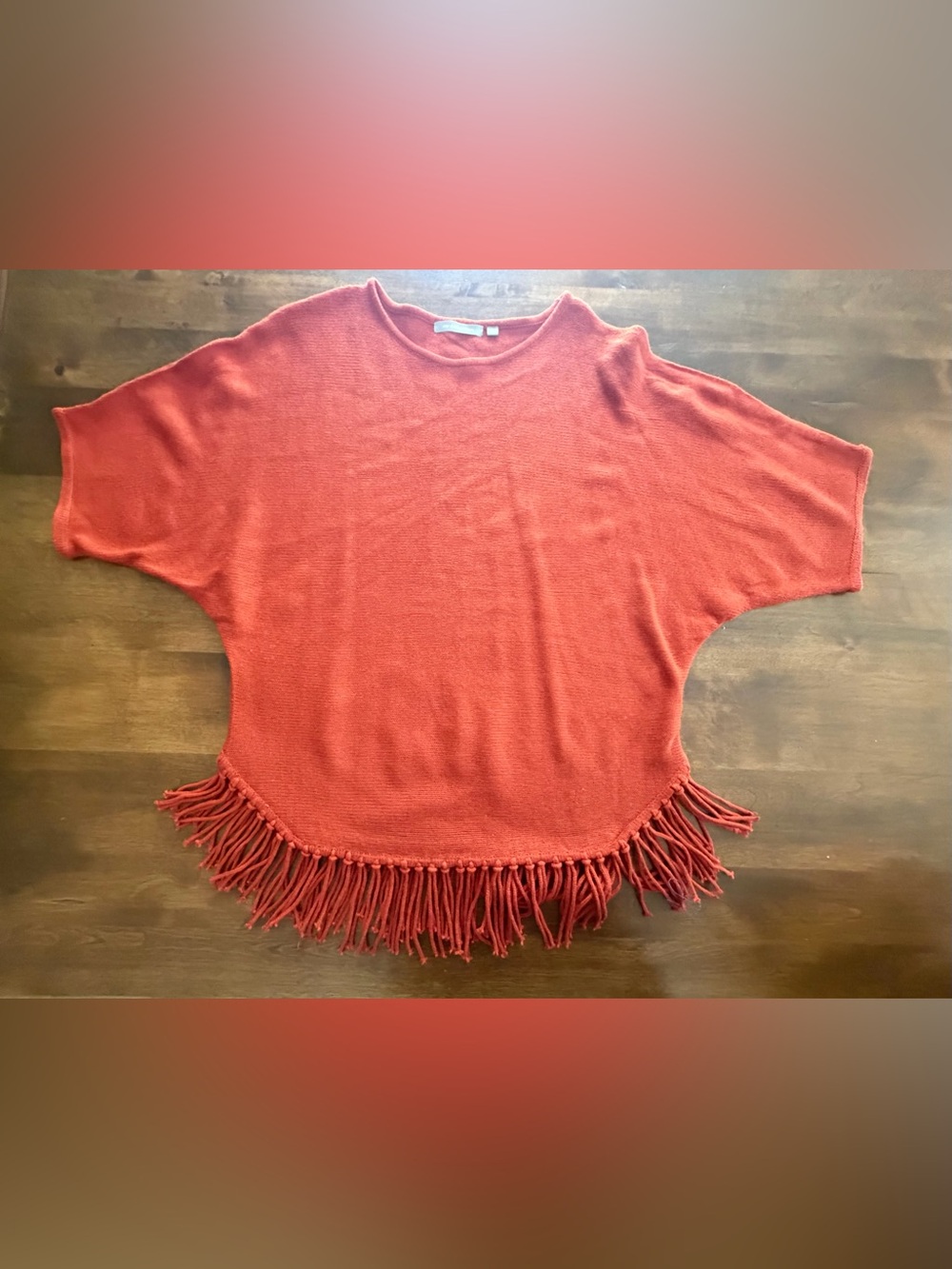 Rust orange fringe oversized sweater Medium